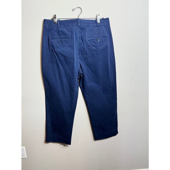 Talbots pants Navy Blue stretch cotton chino straight leg &  pockets Sz 12 Curvy - Picture 3 of 8